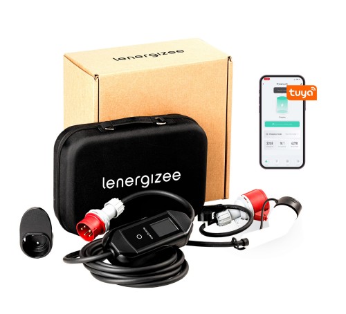 Ładowarka przenośna Lenergizee Mobile 11kW, kabel 5m, siła, adapter, torba